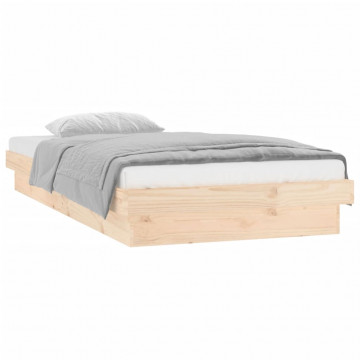 Cadru de pat cu LED, 100x200 cm, lemn masiv - Img 2