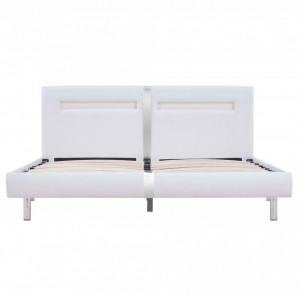 Cadru de pat cu LED, alb, 180 x 200 cm, piele artificială - Img 4