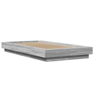 Cadru de pat cu LED gri sonoma 75x190 cm lemn prelucrat - Img 2