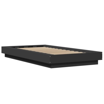 Cadru de pat cu LED, negru, 75x190 cm, lemn prelucrat - Img 6