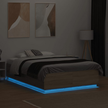 Cadru de pat cu LED stejar sonoma 120x190 cm lemn prelucrat - Img 4