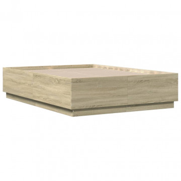 Cadru de pat cu LED stejar sonoma 120x190 cm lemn prelucrat - Img 7