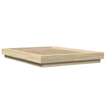 Cadru de pat cu LED stejar sonoma 120x190 cm lemn prelucrat - Img 2