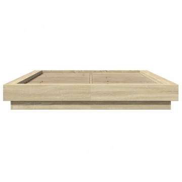 Cadru de pat cu LED stejar sonoma 140x200 cm lemn prelucrat - Img 8