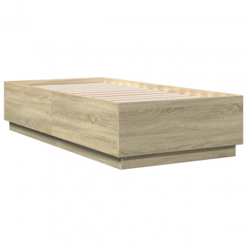 Cadru de pat cu LED, stejar sonoma, 90x190 cm, lemn prelucrat - Img 3