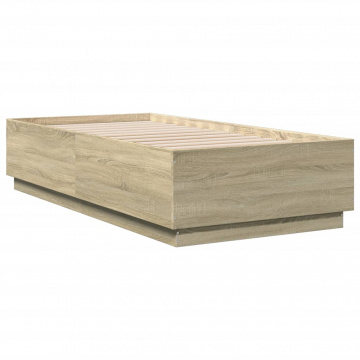 Cadru de pat cu LED, stejar sonoma, 90x190 cm, lemn prelucrat - Img 7