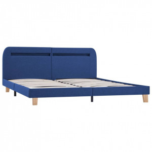 Cadru de pat cu LED-uri, albastru, 180x200 cm, material textil - Img 2