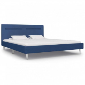 Cadru de pat cu LED-uri, albastru, 180x200 cm, material textil - Img 2