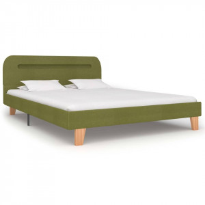 Cadru de pat cu LED-uri, verde, 140 x 200 cm, material textil - Img 2