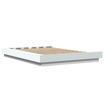 Cadru de pat cu lumini LED, alb, 140x190 cm, lemn prelucrat - Img 6