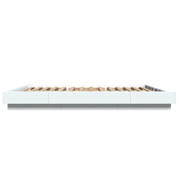 Cadru de pat cu lumini LED, alb, 160x200 cm, lemn prelucrat - Img 5