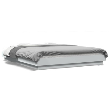 Cadru de pat cu lumini LED, alb, 160x200 cm, lemn prelucrat - Img 1