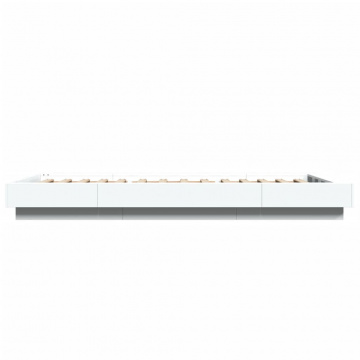 Cadru de pat cu lumini LED, alb, 90x190 cm, lemn prelucrat - Img 5