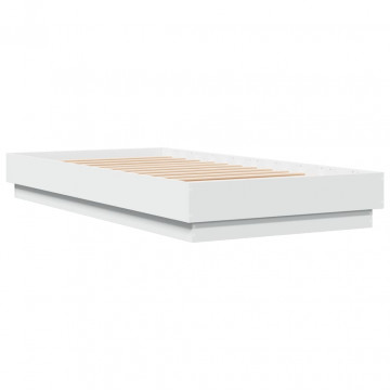 Cadru de pat cu lumini LED, alb, 90x190 cm - Img 3
