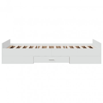 Cadru de pat cu sertare, alb, 100x200 cm, lemn prelucrat - Img 8