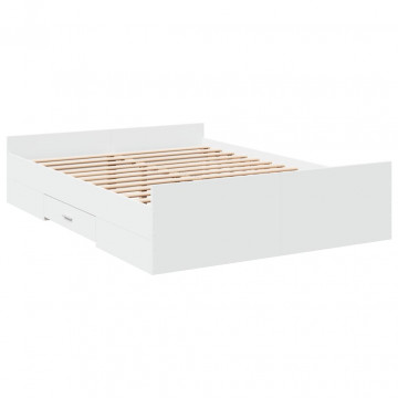 Cadru de pat cu sertare, alb, 120x190 cm, lemn prelucrat - Img 2