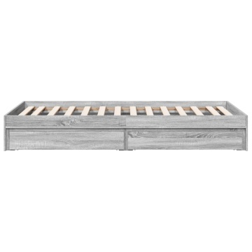 Cadru de pat cu sertare gri sonoma 100x200 cm lemn prelucrat - Img 8