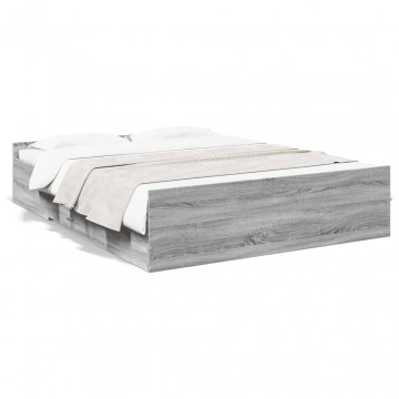 Cadru de pat cu sertare, gri sonoma, 160x200 cm lemn prelucrat - Img 1