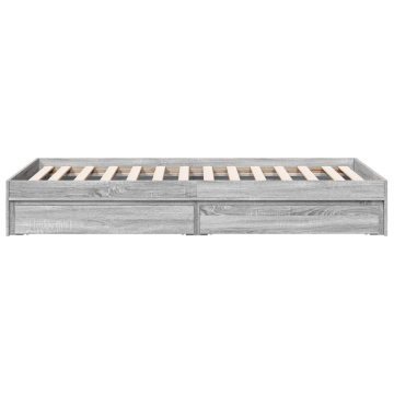 Cadru de pat cu sertare gri sonoma 90x200 cm lemn prelucrat - Img 8