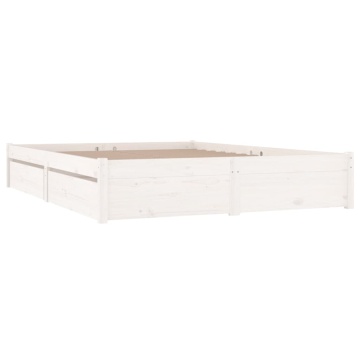 Cadru de pat cu sertare King Size, alb, 150x200 cm - Img 3