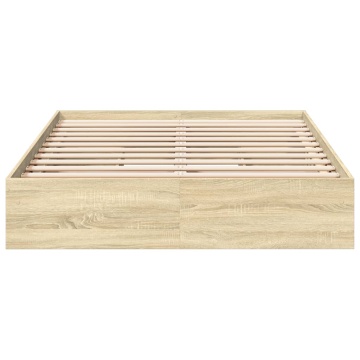 Cadru de pat cu sertare stejar sonoma 140x200 cm lemn prelucrat - Img 3