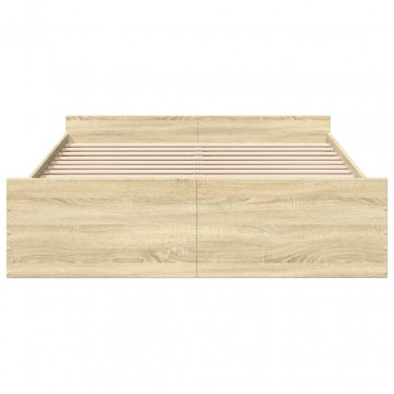 Cadru de pat cu sertare stejar sonoma 160x200 cm lemn prelucrat - Img 4