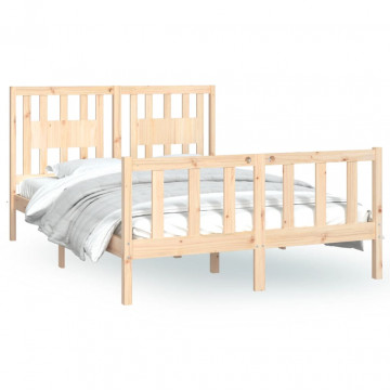 Cadru de pat cu tăblie, 120x200 cm, lemn masiv de pin - Img 2