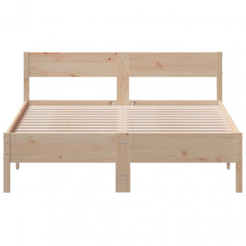 Cadru de pat cu tăblie, 150x200 cm lemn masiv pin - Img 4