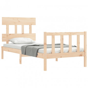 Cadru de pat cu tăblie 3FT, single, lemn masiv - Img 4