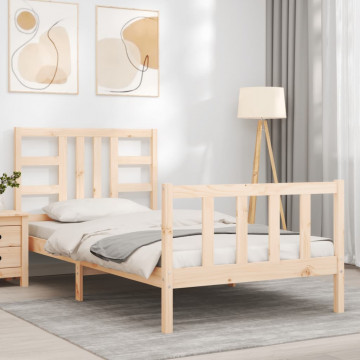 Cadru de pat cu tăblie, 90x190 cm, lemn masiv - Img 3