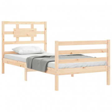 Cadru de pat cu tăblie, 90x200 cm, lemn masiv - Img 4