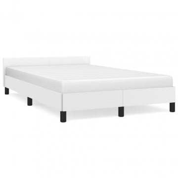 Cadru de pat cu tăblie, alb, 120x200 cm, piele ecologică - Img 2