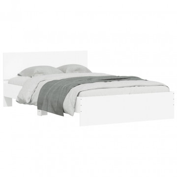 Cadru de pat cu tăblie, alb, 135x190 cm - Img 3