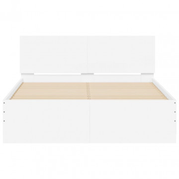Cadru de pat cu tăblie, alb, 135x190 cm - Img 8