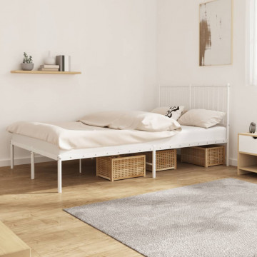 Cadru de pat cu tăblie, alb, 196x126x90,5 cm, oțel - Img 1
