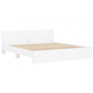 Cadru de pat cu tăblie, alb, 200x200 cm - Img 4