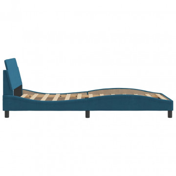 Cadru de pat cu tăblie, albastru, 100x200 cm, catifea - Img 8