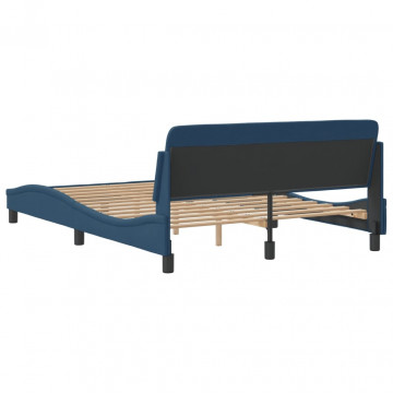 Cadru de pat cu tăblie, albastru, 140x200 cm, textil - Img 5