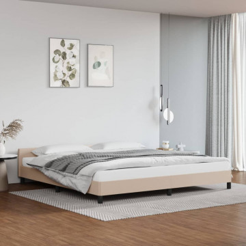 Cadru de pat cu tăblie, cappuccino, 200x200 cm, piele ecologică - Img 1