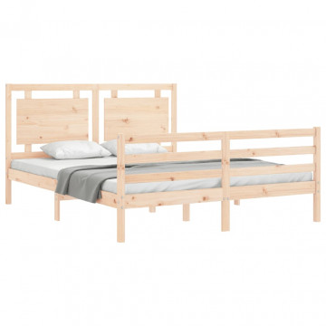Cadru de pat cu tăblie, king size, lemn masiv - Img 4