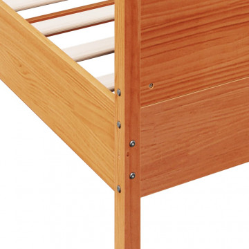 Cadru de pat cu tăblie, maro ceruit, 100x200 cm, lemn masiv pin - Img 6