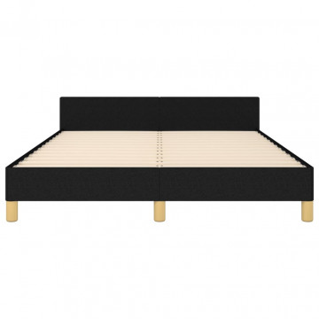 Cadru de pat cu tăblie, negru, 140x190 cm, textil - Img 8