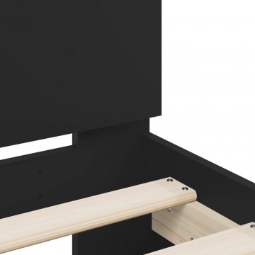 Cadru de pat cu tăblie, negru, 180x200 cm, lemn prelucrat - Img 7
