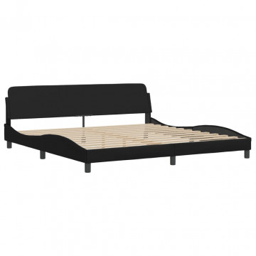Cadru de pat cu tăblie, negru, 200x200 cm, piele ecologică - Img 2