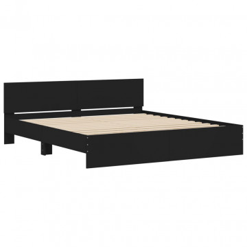 Cadru de pat cu tăblie, negru, 200x200 cm - Img 4
