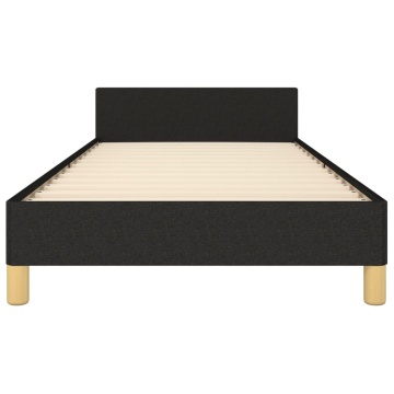 Cadru de pat cu tăblie, negru, 90x190 cm, textil - Img 5
