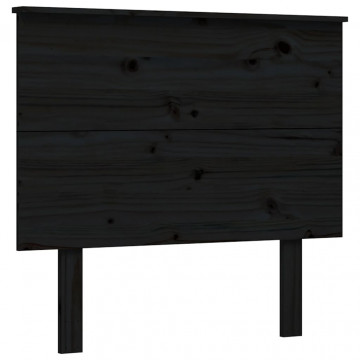 Cadru de pat cu tăblie, negru, 90x200 cm, lemn masiv - Img 7