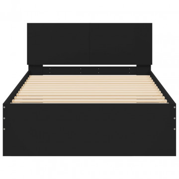 Cadru de pat cu tăblie și lumini LED, negru, 100x200 cm - Img 6
