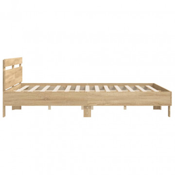Cadru de pat cu tăblie stejar sonoma 180x200 cm lemn prelucrat - Img 5