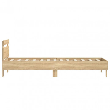 Cadru de pat cu tăblie stejar sonoma 75x190 cm lemn prelucrat - Img 5